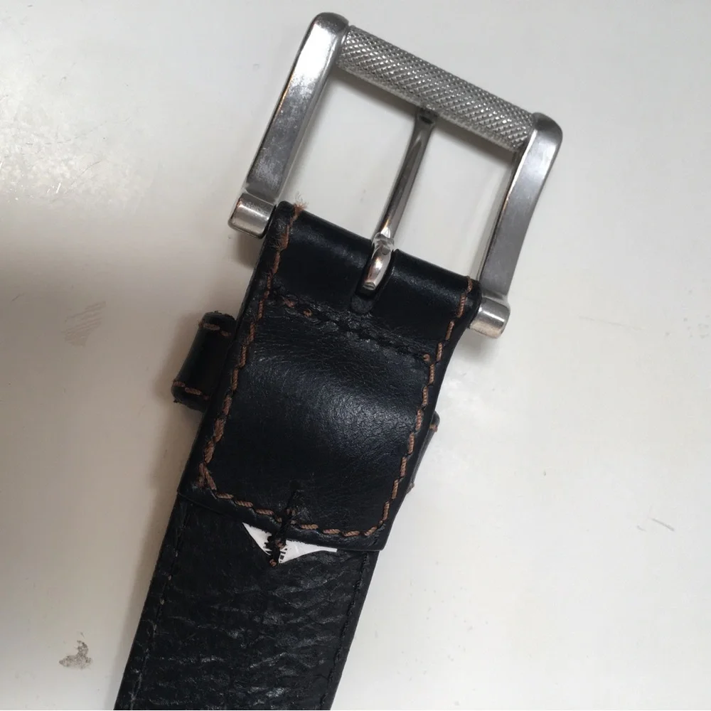 Allen Edmonds pebbled leather belt black size 42